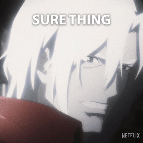 A Picture Of A Man With The Words Sure Thing Written Above Him GIF