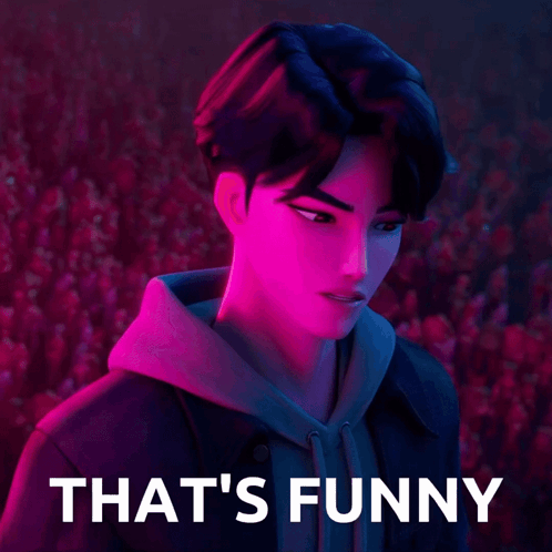 A Picture Of A Man With The Words That 'S Funny Below Him GIF
