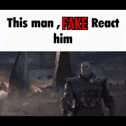 A Picture Of A Man With The Words This Man Fake React Him Written On It . GIF