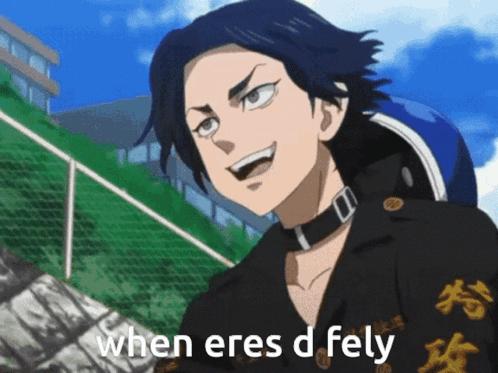 A Picture Of A Man With The Words When Eres D Fely On The Bottom GIF