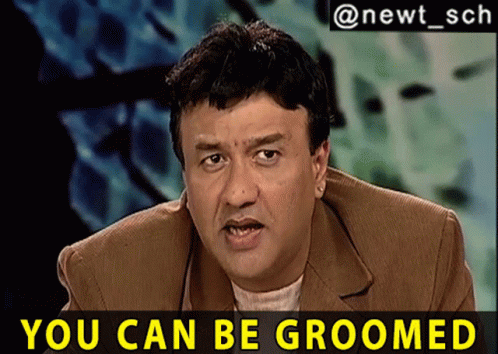 A Picture Of A Man With The Words You Can Be Groomed Below Him GIF