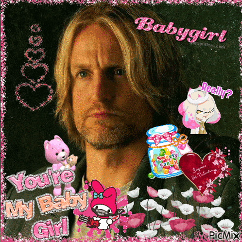 A Picture Of A Man With The Words " You 'Re My Baby Girl " Written On It GIF