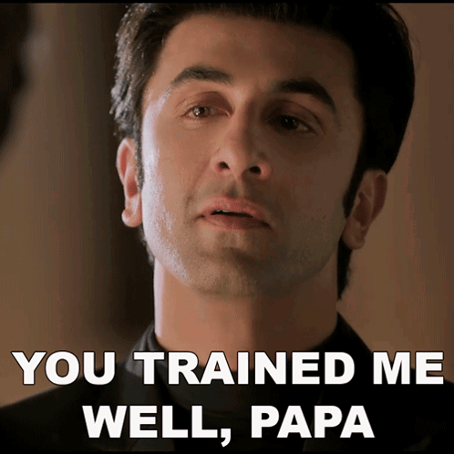 A Picture Of A Man With The Words You Trained Me Well Papa GIF