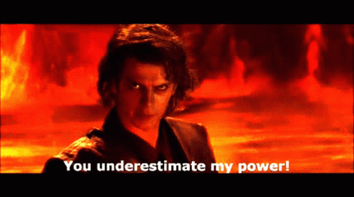 A Picture Of A Man With The Words You Underestimate My Power On The Bottom GIF