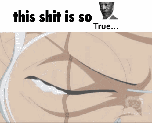 a picture of a man with white hair and glasses with the caption this shit is so true