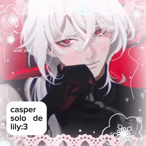 A Picture Of A Man With White Hair And Red Eyes With The Caption Casper Solo De Lily GIF