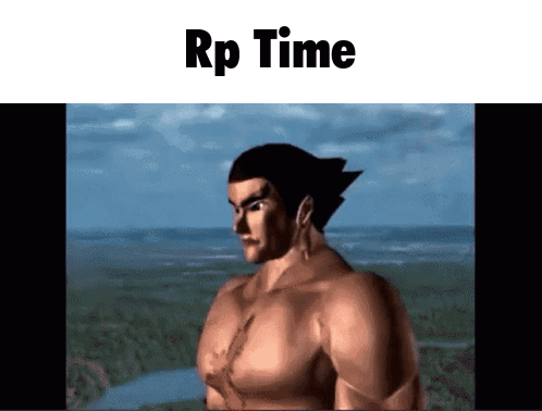 A Picture Of A Man Without A Shirt With The Words Rp Time Below Him GIF