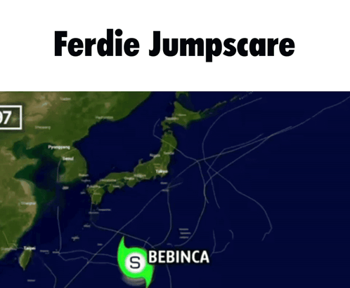 A Picture Of A Map With The Words Ferdie Jumpscare On It GIF