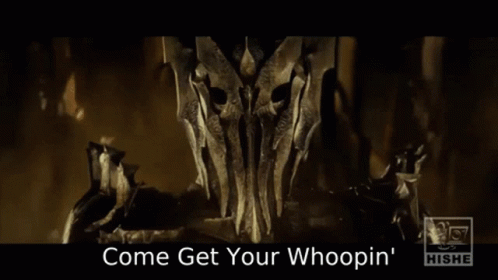A Picture Of A Mask With The Words Come Get Your Whoopin ' GIF