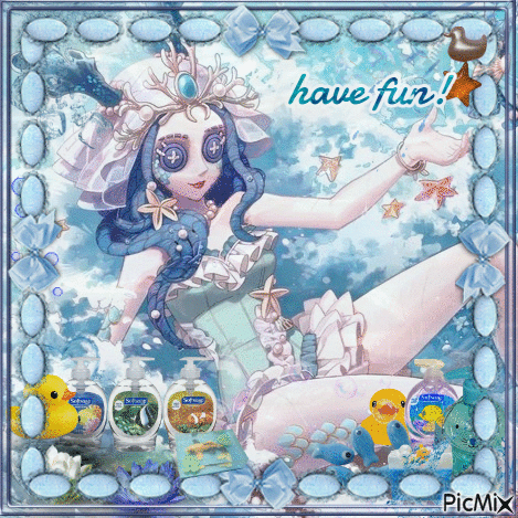 a picture of a mermaid with the words have fun written on it