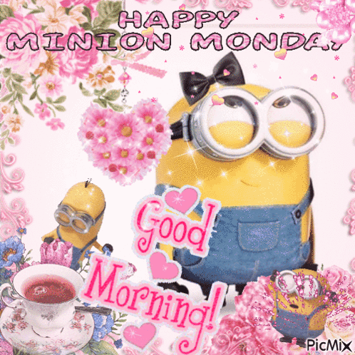 A Picture Of A Minion Saying Happy Monday Good Morning GIF