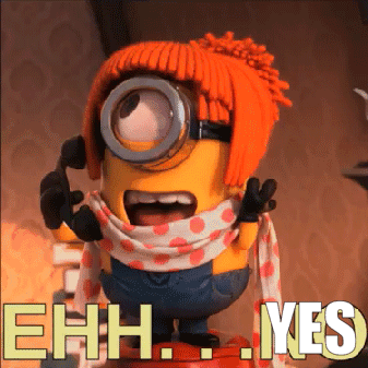 A Picture Of A Minion With A Scarf Around His Neck That Says " Ehh Yes " GIF
