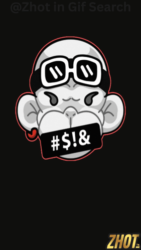 A Picture Of A Monkey With Glasses And A Bandage Around His Mouth That Says # $ ! & GIF