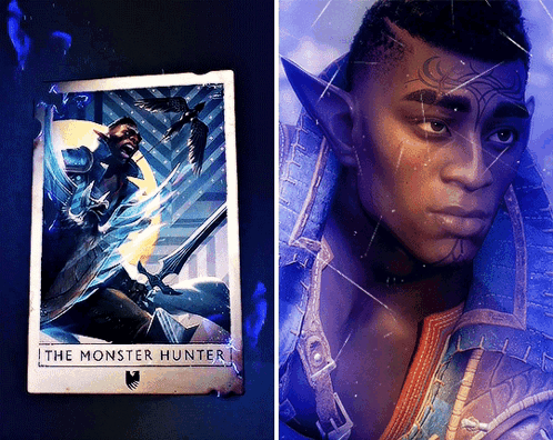 A Picture Of A Monster Hunter Next To A Picture Of A Monster Hunter GIF