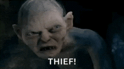 A Picture Of A Monster With The Word Thief In White Letters GIF