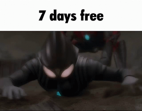A Picture Of A Monster With The Words " 7 Days Free " On The Bottom GIF