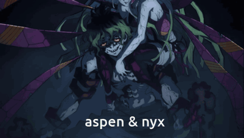 A Picture Of A Monster With The Words Aspen & Nyx GIF