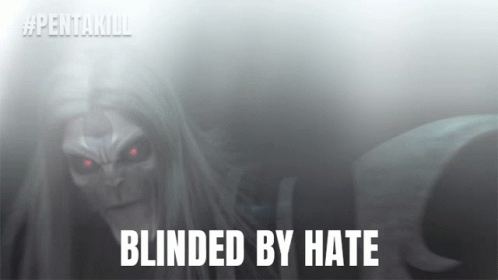 A Picture Of A Monster With The Words Blinded By Hate Written Below It GIF