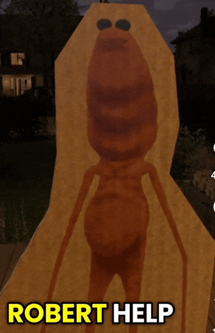 A Picture Of A Monster With The Words Robert Help Written Below It GIF