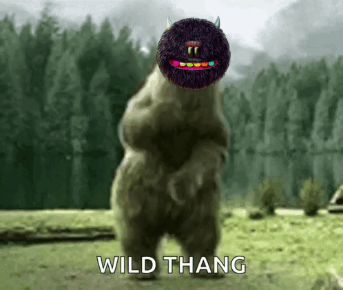 A Picture Of A Monster With The Words Wild Thang Written On It GIF