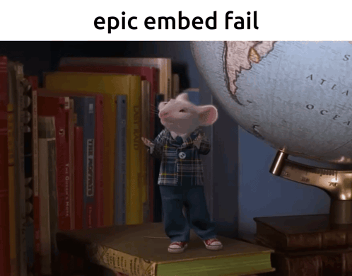 A Picture Of A Mouse Standing On A Book With The Words Epic Embed Fail Below It GIF