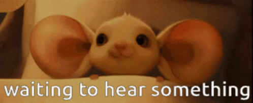 A Picture Of A Mouse With The Words Waiting To Hear Something Above It GIF