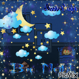 A Picture Of A Night Sky With A Crescent Moon And Clouds And The Words Good Night Picmix GIF