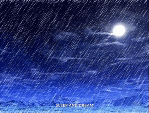A Picture Of A Night Sky With Rain And The Words Sleep And Dream On The Bottom GIF