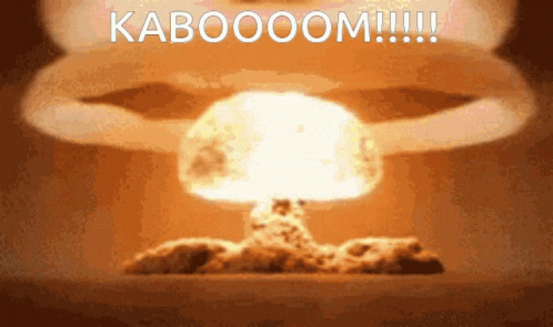 A Picture Of A Nuclear Explosion With The Words Kaboooom !!! GIF
