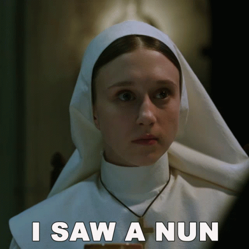 A Picture Of A Nun With The Words I Saw A Nun Above Her GIF