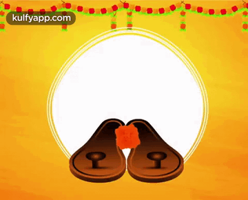 A Picture Of A Pair Of Sandals With A Flower On A Yellow Background GIF