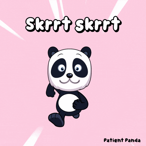 A Picture Of A Panda Bear With The Words Skrrt Skrrt Patient Panda GIF