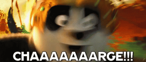 A Picture Of A Panda With The Words Chaaaaaarge !!! Written Below It GIF