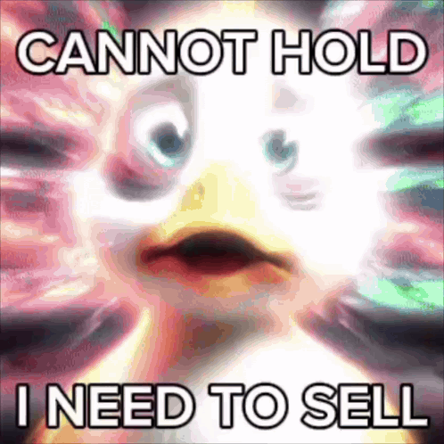 A Picture Of A Penguin With A Caption That Says `` Cannot Hold I Need To Sell '' GIF
