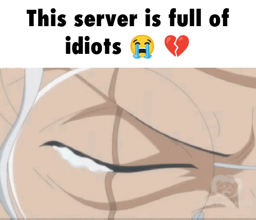 A Picture Of A Person Crying With The Words This Server Is Full Of Idiots GIF