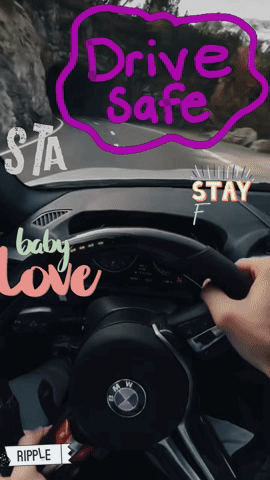 A Picture Of A Person Driving A Car With The Words " Drive Safe " On It GIF