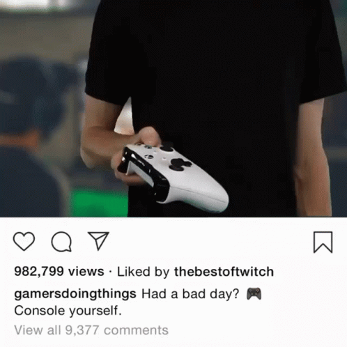A Picture Of A Person Holding A Video Game Controller With A Caption That Reads " Gamersdoingthings Had A Bad Day " GIF