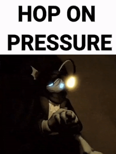 A Picture Of A Person In A Costume With The Words `` Hop On Pressure '' . GIF