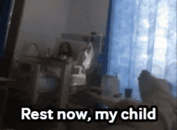 A Picture Of A Person In A Hospital Bed With The Words Rest Now My Child GIF