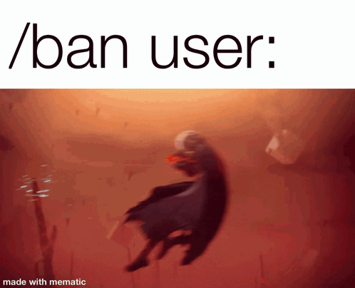 A Picture Of A Person In The Water With The Words / Ban User Below It GIF