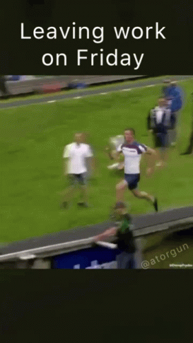 A Picture Of A Person Jumping Into A Body Of Water With The Caption Leaving Work On Friday GIF