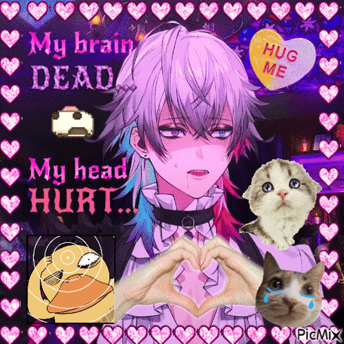 A Picture Of A Person Making A Heart With Their Hands And The Words My Brain Dead GIF