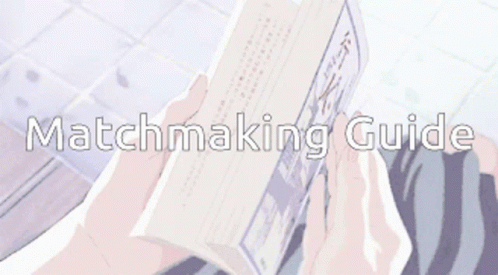 A Picture Of A Person Reading A Book With The Words Matchmaking Guide Written Below It GIF