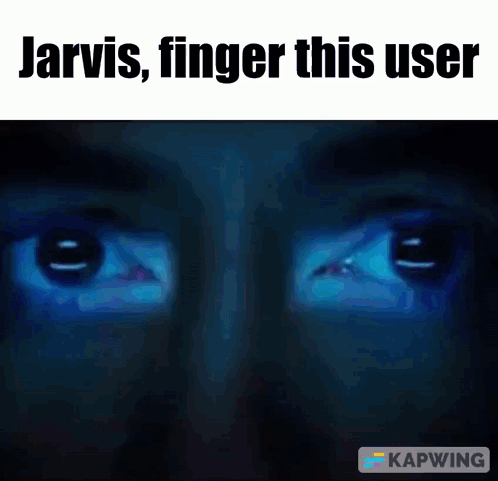 A Picture Of A Person 'S Eyes With The Words Jarvis Finger This User GIF