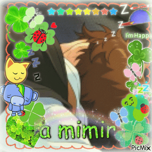 A Picture Of A Person Sleeping With The Words " A Mimir " Written On It GIF