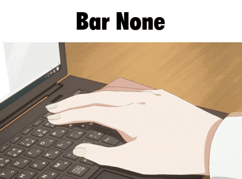 A Picture Of A Person Typing On A Laptop With The Words Bar None Above Them GIF
