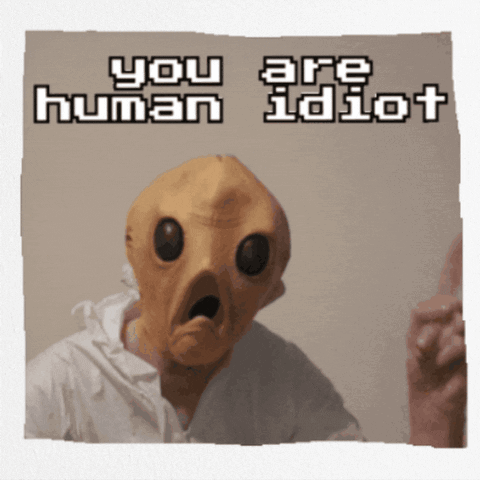 A Picture Of A Person Wearing A Mask That Says You Are Human GIF
