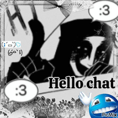 A Picture Of A Person With A Fan And The Words Hello Chat GIF