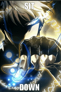 A Picture Of A Person With A Fist And The Words Sit Down Below It GIF