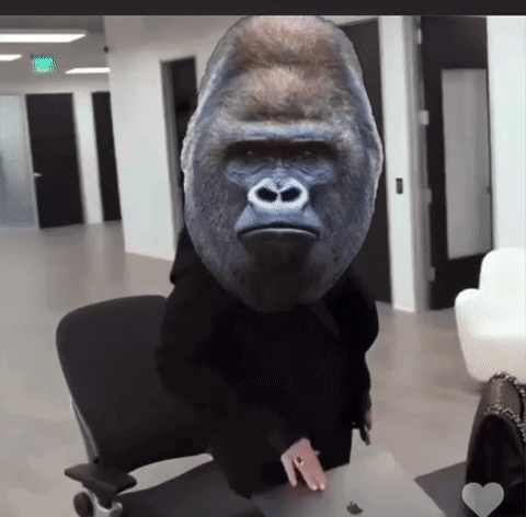 A Picture Of A Person With A Gorilla Head GIF